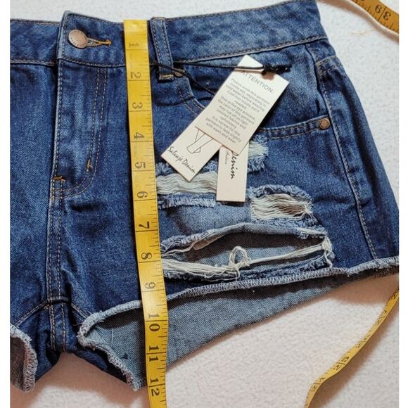 Salvage Denim Juniors Classic Blue Jeans Shorts 9 Modern Fit Distressed Low Rise - Picture 3 of 7